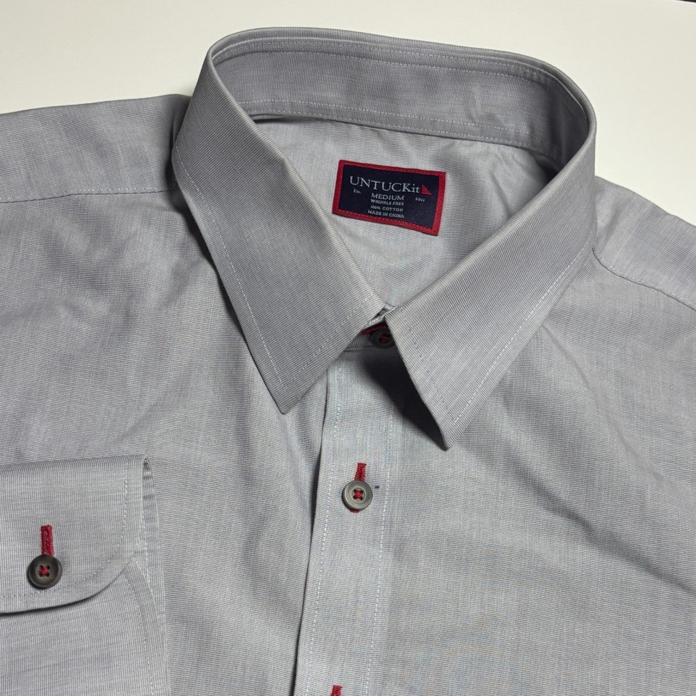UNTUCKit Rubican WF Gray Mens Medium Wrinkle Free Long Sleeve Button Down Shirt